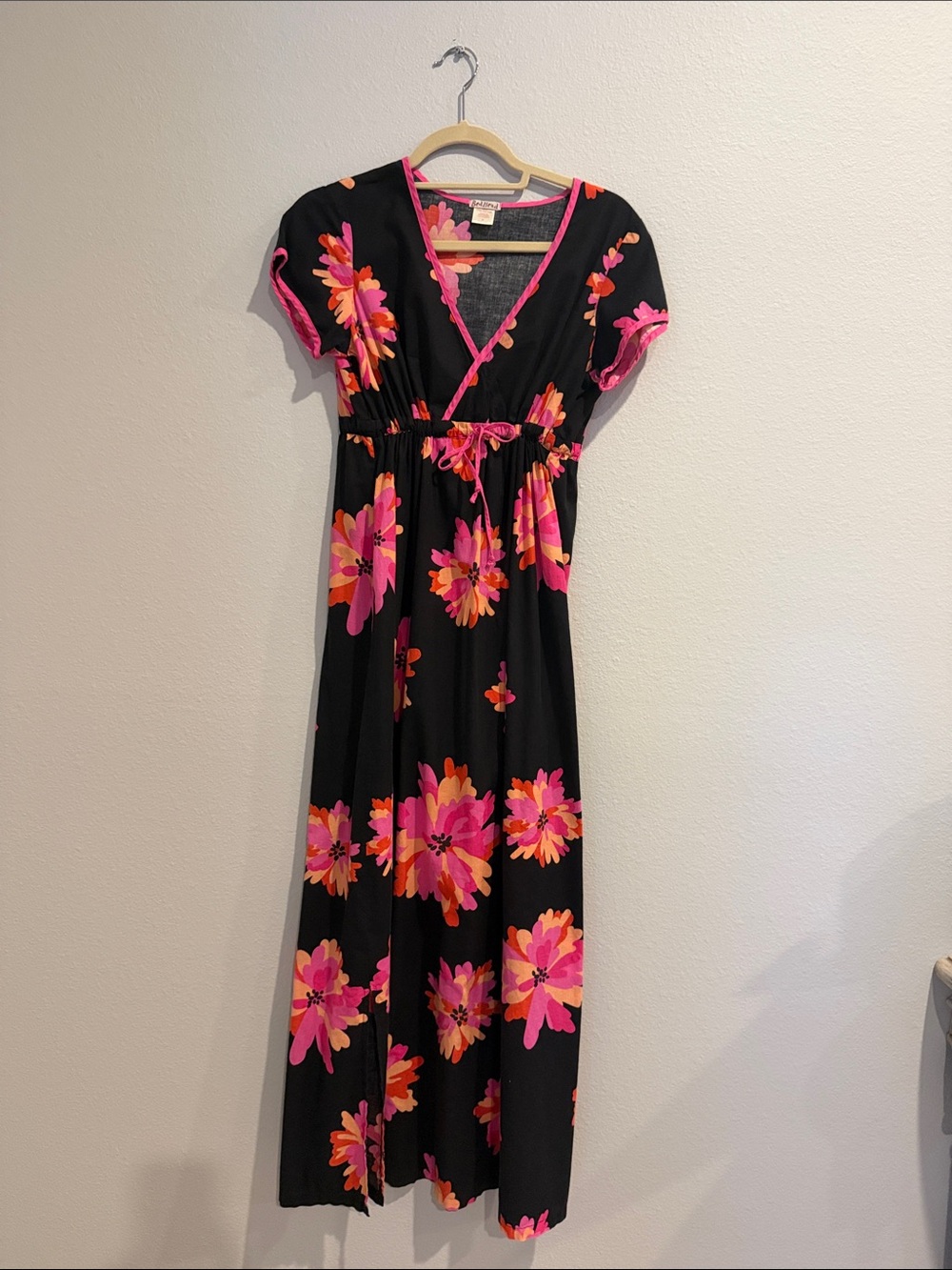 BedHead Black Maxi Dress with Pink & Orange Floral Print